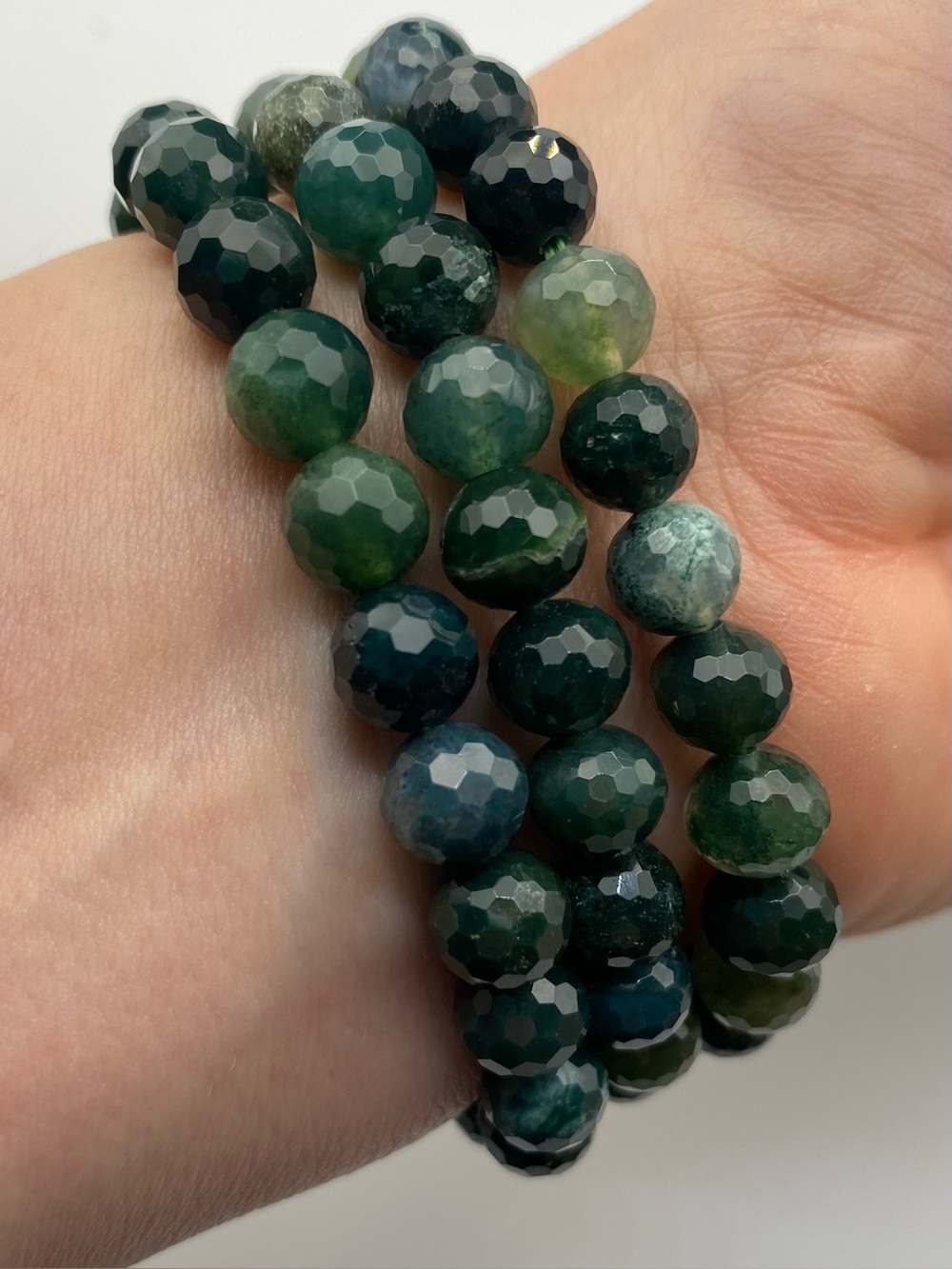🌿✨ 8mm Faceted Moss Agate Crystal Bracelets ✨🌿